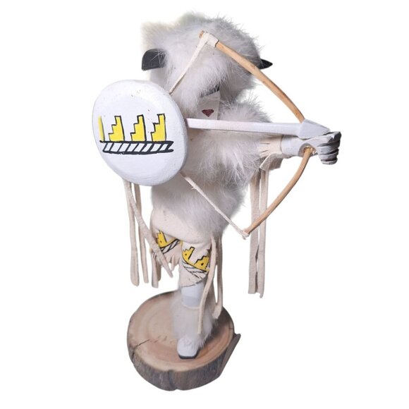 Kachina Doll White Buffalo Warriors FBB Signed Handmade Fur Wood 10 Inch Native - Picture 12 of 12